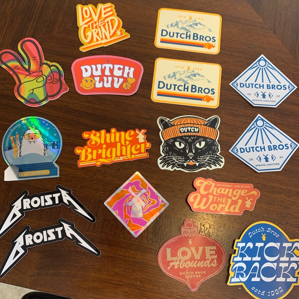 Lots of 16 Dutch bros stickers some super rare